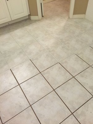 Tile & Grout makeover! - This home was 23 years old and has never been professionally cleaned, the homeowner attempted to clean the high traffic areas or her home where dirt & grime was embedded into the tiles and grout. Nothing our commercial grade equipment couldn't handle! We restored these floors back to their original shine within no time! Tile & Grout makeover! - This home was 23 years old and has never been professionally cleaned, the homeowner attempted to clean the high traffic areas or her home where dirt & grime was embedded into the tiles and grout. Nothing our commercial grade equipment couldn't handle! We restored these floors back to their original shine within no time!