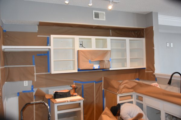 Kitchen Cabinet Painting - The owner loved how well we painted his walls, trim & ceiling, he then had us paint his kitchen cabinets. Kitchen Cabinet Painting - The owner loved how well we painted his walls, trim & ceiling, he then had us paint his kitchen cabinets.
