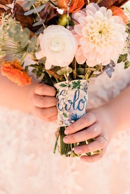 Pikes Peak Fall Elopement - Dahlias, ranunculus, eucalyptus