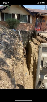 Replace full sewer line from house to city sewer line. - Replaced sewer line from house to city sewer in street.