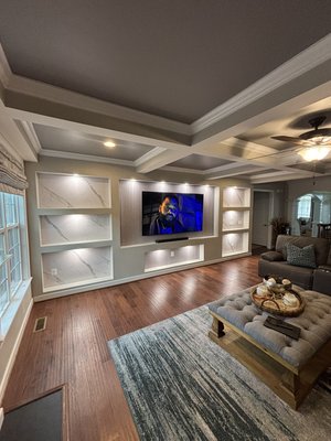 Man Caves and Media walls - Upgrade your space with custom man caves and stunning media walls—designed for fun, comfort, and unforgettable game nights. Let’s bring your vision to life!