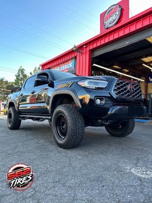 Toyota Tacoma in for a Lift, Wheels and 33" Tires - This 2023 Toyota Tacoma came in for a full 3.5" lift kit! It received new shocks on all 4 corners, red upper controls arms, and new leaf packs. A wheel alignment was also performed to maximize fuel efficiency as well as tire. Aside from the lift, we also installed 4 New Falcon Offroad Wheels with new 33" Falken All Terrain Tires & 4 New tpms sensors. This truck is ready to hit the trails 😎