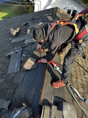 24/7 Emergency Roof Repair - A Noble team member whose commitment speaks for itself.  
When a family in Langford called us in a panic—water pouring through their ceiling—we acted fast. Our crew mobilized immediately, arriving on site with the right tools and expertise. We quickly identified the source of the leak and completed repairs on the spot.  
Serving our community, day or night, is what we’re here for.