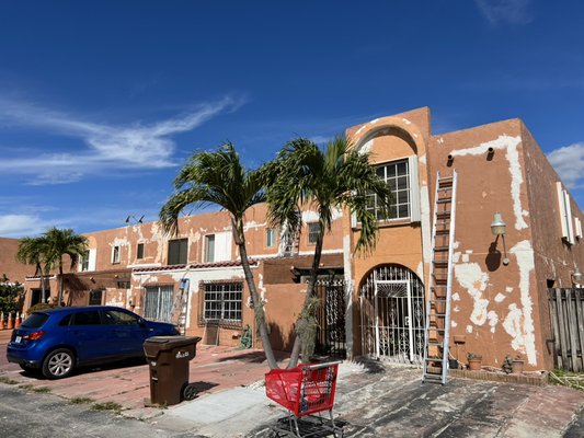 Town home - Town home exterior before and after .