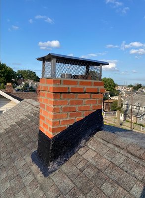 Belleville, NJ Chimney Rebuild - Dismantled the existing chimney to the flashing. Removed all old debris from the job site. Rebuilt the chimney from the flashing to original height using new bricks. Applied a new cement crown on top. Resealed the chimney flashing. Sprayed the entire chimney with chimney savers water repellent. Belleville, NJ Chimney Rebuild - Dismantled the existing chimney to the flashing. Removed all old debris from the job site. Rebuilt the chimney from the flashing to original height using new bricks. Applied a new cement crown on top. Resealed the chimney flashing. Sprayed the entire chimney with chimney savers water repellent.