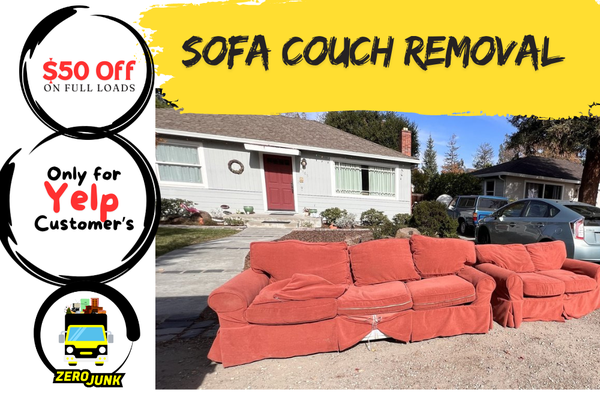 Sofa Couch Removal - Old couch or Sofa removal by Zero Junk is important because we will ensures that the couch is disposed of properly and in an environmentally friendly manner. Zero Junk will likely either recycle or donate the couch if it is still in good condition, or dispose of it in a landfill if it is not. Additionally, our team is a professional junk removal company will have the proper equipment and personnel to safely and efficiently remove the couch from the property, which can save time and effort for the homeowner. Sofa Couch Removal - Old couch or Sofa removal by Zero Junk is important because we will ensures that the couch is disposed of properly and in an environmentally friendly manner. Zero Junk will likely either recycle or donate the couch if it is still in good condition, or dispose of it in a landfill if it is not. Additionally, our team is a professional junk removal company will have the proper equipment and personnel to safely and efficiently remove the couch from the property, which can save time and effort for the homeowner.