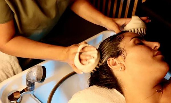 Stress relief - Shampoo, followed by a head and shoulders massage, moon water application, herbal steam treatment, and a hot towel wrap. Stress relief - Shampoo, followed by a head and shoulders massage, moon water application, herbal steam treatment, and a hot towel wrap.