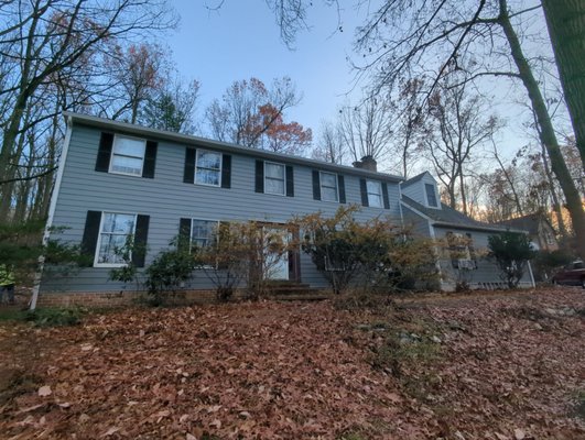 Roof repair and Siding project - This home was in need of a siding upgrade. The owner chose James Hardie Siding, which is siding that is made of fiber cement, to the home. Along with the siding job, our team was able to repair a large section of the roof which was damaged after a tree fell onto the house.
