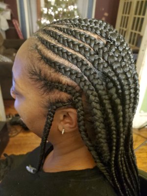 Fulani Braids with knotless braids - Feedin cornrows in front and knotless braids in the back