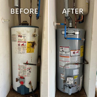 Water heater replacement - Existing water heater was old and leaking.
New water heater installed. Another happy customer.
Work SMART not hard, hire us! Water heater replacement - Existing water heater was old and leaking.
New water heater installed. Another happy customer.
Work SMART not hard, hire us!