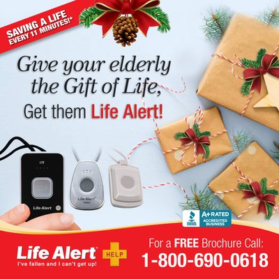Life Alert - Gift of Life - Give your elderly the Gift of Life and get Peace of Mind for your family. Get them Life Alert so they are protected 24/7 in any medical, fall, shower or outdoor emergencies. Protecting seniors 35+ years with proven results of saving a life every 11 minutes! Life Alert - Gift of Life - Give your elderly the Gift of Life and get Peace of Mind for your family. Get them Life Alert so they are protected 24/7 in any medical, fall, shower or outdoor emergencies. Protecting seniors 35+ years with proven results of saving a life every 11 minutes!