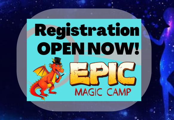 Registration for Summer 2023 is NOW OPEN! - EPIC Magic Camp will have two locations for Summer, 2023.
Newport Beach/Costa Mesa – Green Wand June 12-16 from 9:00 am to 3:00 pm – 2401 Irvine Ave, Newport Beach (same location as last year at Harbor Christian Church). Register here
Rossmoor/Los Alamitos – Purple Wand June 26-30 from 9:00 am to 3:00 pm – 12341 Montecito Rd, Rossmoor, CA (in the Montecito Center) Register here Registration for Summer 2023 is NOW OPEN! - EPIC Magic Camp will have two locations for Summer, 2023.
Newport Beach/Costa Mesa – Green Wand June 12-16 from 9:00 am to 3:00 pm – 2401 Irvine Ave, Newport Beach (same location as last year at Harbor Christian Church). Register here
Rossmoor/Los Alamitos – Purple Wand June 26-30 from 9:00 am to 3:00 pm – 12341 Montecito Rd, Rossmoor, CA (in the Montecito Center) Register here