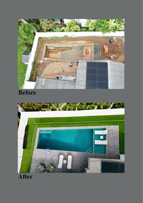 Waimanalo Pool deck - This remodel was a self-build project. The mason workers, plaster crew, landscapers and electricians were found by the homeowner. Our company completed the tile portion of this job.