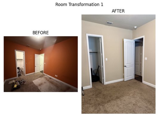Interior Bedroom Repaint Transformation - Full interior repaint transforming bold orange walls into a clean, modern neutral finish. Proper prep work, patching, and professional application were completed to ensure a smooth, even coat throughout. This update brightened the space and gave the room a fresh, move-in-ready look. Interior Bedroom Repaint Transformation - Full interior repaint transforming bold orange walls into a clean, modern neutral finish. Proper prep work, patching, and professional application were completed to ensure a smooth, even coat throughout. This update brightened the space and gave the room a fresh, move-in-ready look.