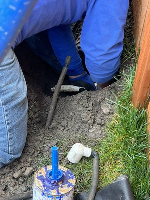 SPRINKLER SYSTEM REPAIR/SERVICE - Repairing an existing sprinkler system after de-winterizing it and finding a bursted pipe. And a leak leading to the backyard system. SPRINKLER SYSTEM REPAIR/SERVICE - Repairing an existing sprinkler system after de-winterizing it and finding a bursted pipe. And a leak leading to the backyard system.