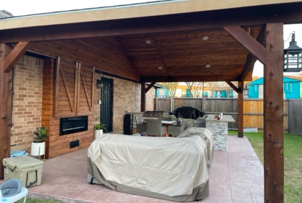 Outdoor Kitchen Installations - This project is an outdoor kitchen we did. We poured the patio, applied a stamp-crete with a tint, installed a TV with a gas fireplace and enclosed the TV in a cabinet, then we installed the kitchen, granite countertops, Gas Grill and refrigerator. This turned out to be a beautiful extension to the existing home.
Call to discuss your project. Outdoor Kitchen Installations - This project is an outdoor kitchen we did. We poured the patio, applied a stamp-crete with a tint, installed a TV with a gas fireplace and enclosed the TV in a cabinet, then we installed the kitchen, granite countertops, Gas Grill and refrigerator. This turned out to be a beautiful extension to the existing home.
Call to discuss your project.