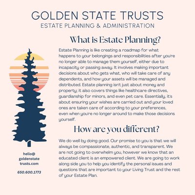 Full Estate Plan - Our six step process is straight forward and friendly. We will hold your hand ever step of the way. All for one flat fee.
1. The Vision Meeting (Initial Consultation)
2. The Blueprint Meeting (Legal Design & Drafting)
3. The Walk Through Meeting (Document Review)
4. The Approval Meeting (Signing and Hand Off)
5. The Funding Meeting (Guidance on Connecting Assets)
6. Continuing Education (Ongoing Trustees workshops)
7. Check Ups & Reviews (Ongoing Maintenance) Full Estate Plan - Our six step process is straight forward and friendly. We will hold your hand ever step of the way. All for one flat fee.
1. The Vision Meeting (Initial Consultation)
2. The Blueprint Meeting (Legal Design & Drafting)
3. The Walk Through Meeting (Document Review)
4. The Approval Meeting (Signing and Hand Off)
5. The Funding Meeting (Guidance on Connecting Assets)
6. Continuing Education (Ongoing Trustees workshops)
7. Check Ups & Reviews (Ongoing Maintenance)