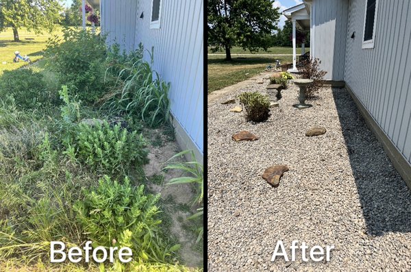 Flower Bed Landscaping Upgrade - This Landscape Upgrade removed all weeds, and the. Digging out 8” to install a 30 year landscaping fabric to prevent future weeds. Then installed 10 tons of round rock. Flower Bed Landscaping Upgrade - This Landscape Upgrade removed all weeds, and the. Digging out 8” to install a 30 year landscaping fabric to prevent future weeds. Then installed 10 tons of round rock.