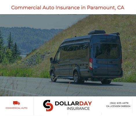 Commercial Auto Insurance - Commercial Auto Insurance in Paramount, CA
Businesses that rely on vehicles for their operations should consider purchasing a commercial auto insurance policy. Certain federal or state laws may mandate that commercial vehicles and drivers have adequate commercial auto insurance. If you need commercial auto insurance or want to ensure your business is in compliance with applicable regulations, contact Dollar Day Insurance today.

What Is Commercial Auto Insurance?
A commercial auto insurance policy can help cover the costs (e.g., damaged property and/or medical expenses) of an auto accident that may be caused by you or another employee. Generally, commercial auto coverages include liability, collision, medical, comprehensive and uninsured/underinsured motorist coverage. There are additional coverages a business may need to add to their commercial auto insurance coverage. Our agency can help you review your business’s insurance needs and ensure you have the appropriate coverages.

What Does Commercial Auto Insurance Cover?
Commercial auto insurance comprises various coverages, including:

Liability coverage may provide repair costs for the other person’s vehicle or property. It also can provide coverage for the legal fees associated with a lawsuit for personal injury.
Comprehensive coverage can provide complete protection for damages unrelated to an accident, such as losses related to theft, floods, vandalism and fires.
Collision coverage may cover vehicle repair costs if an insured vehicle collides with another vehicle or object. Collision insurance may also help replace a totaled vehicle.
Medical payment may provide coverage for passengers and the driver when there is a need for medical care resulting from an accident.
Uninsured motorist coverage provides bodily injury coverage if an uninsured driver hits a business’s vehicle and injures its driver and passengers. Some uninsured motorist coverage also covers damage to the company vehicle.
Underinsured motorist coverage provides coverage if an underinsured driver hits a business’s vehicle and injures its driver and passengers. Some underinsured motorist coverage also covers damage to the company vehicle.
Policy endorsements may be available to your business to help round out your policy. Add-ons may include roadside assistance coverage, towing reimbursement, hired non-owned coverage, rental reimbursement and gap coverage for auto loans or leases.

How to Get Commercial Auto Insurance
If your business needs commercial auto insurance, we’re here to help. Contact Dollar Day Insurance today for a quote or to discuss your commercial auto insurance needs.