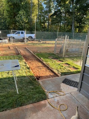 Concrete sidewalk - Small sidewalk addition tied to customer shed.