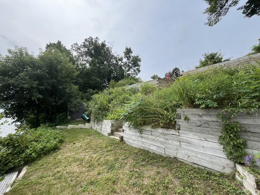 Lakefront Hillside Cleanup & Mulch Installation - This lakefront hillside project was a complete transformation. The area was heavily overgrown with weeds and brush, and the wooden steps were unsafe and barely visible. The homeowner asked us to restore the hillside, make it safe, and give it a clean, low-maintenance look.
Our team cleared all the overgrowth, removed debris, and rebuilt the steps to ensure safe access down to the lake. We then installed fresh mulch throughout the hillside, creating a polished and natural look that blends with the lakefront setting.
The result is a clean, safe, and beautiful outdoor space that the homeowner can enjoy without worrying about overgrowth. Another big transformation by LIMPIO!