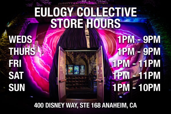Eulogy Collective's Spooky Emporium - Not just a haunted house...

The Spooky Boo-tique is a year-round destination for horror, Halloween, and all things strange. Shop haunt tickets, exclusive Eulogy Collective apparel, Halloween masks, stickers, patches, jewelry, candles, oddities, collectibles, vintage horror books, and professional SFX makeup and supplies.

Whether you're looking for the perfect spooky gift or just stopping in to browse, there's always something new lurking on our shelves. No haunt ticket is required to shop. Just visit during our retail hours.