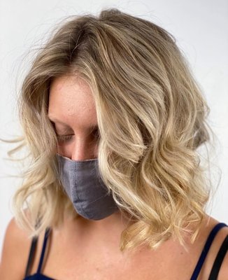 Dimensional Blonde + Soft Grow-Out - Bright blonde refresh with seamless blending for a soft, natural grow-out. Ideal if you want dimension without harsh lines. Message Mothica Salon in San Marcos to book.