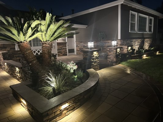 Anaheim - The customer Rick was wanting to get rid of his dated front yard and have an area he can entertain and a front to pull up and admire day and night Anaheim - The customer Rick was wanting to get rid of his dated front yard and have an area he can entertain and a front to pull up and admire day and night