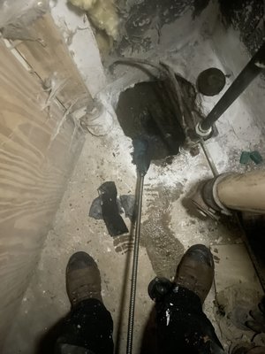 Drain Snaking - This sewer line was horribly backed up and home owners could not figure out why. But I used ,y good quality spartan snaked and found the problem Drain Snaking - This sewer line was horribly backed up and home owners could not figure out why. But I used ,y good quality spartan snaked and found the problem