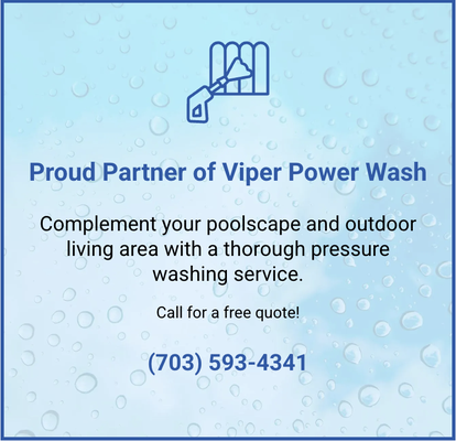 Viper Power Wash - Viper Power Wash - Professional Pressure Washing Services
At Viper Power Wash, we bring a whole new level of clean to your residential and commercial spaces. Partnering with Finn's Pool & Spa Service, we’re proud to offer professional pressure washing services that perfectly complement the luxurious poolscapes and outdoor living areas Finn’s creates. Together, we ensure your property not only looks stunning but stays well-maintained for years to come.
Why Choose Viper Power Wash?
Expertise You Can Trust: With years of experience in the pressure washing industry, we specialize in restoring the beauty of outdoor spaces. From driveways to patios, roofs to facades, our team knows how to tackle even the toughest stains.
Eco-Friendly Solutions: We use environmentally safe cleaning agents and state-of-the-art equipment to ensure an effective yet gentle clean that’s safe for your property and the planet.
Customized Care: Just like Finn’s, we understand that every property is unique. That’s why we tailor our services to meet the specific needs of each project.
Our Services
Whether you need a quick refresh or a deep clean, Viper Power Wash offers a range of pressure washing solutions:
Residential Pressure Washing: Driveways, walkways, siding, roofs, decks, and fences
Commercial Pressure Washing: Storefronts, parking lots, office exteriors, and more
Pool Area Cleaning: Keeping your pool deck and surrounding spaces spotless and safe
Specialized Cleaning: Removal of oil stains, rust, mold, and mildew
The Perfect Partnership
Working hand-in-hand with Finn's Pool & Spa Service, we ensure your outdoor spaces are not just beautiful but impeccably maintained. After all, what’s the point of a stunning pool area if it’s surrounded by dirt and grime? Together, we make your outdoor oasis a true showpiece.
Contact Viper Power Wash Today!
Ready to revitalize your property? Contact Viper Power Wash for a free quote and let us show you the difference professional pressure washing can make. Call us at (703) 593-4341 or email us at tferratier@gmail.com
Let’s bring the shine back to your property with Viper Power Wash—your trusted partner in clean. Viper Power Wash - Viper Power Wash - Professional Pressure Washing Services
At Viper Power Wash, we bring a whole new level of clean to your residential and commercial spaces. Partnering with Finn's Pool & Spa Service, we’re proud to offer professional pressure washing services that perfectly complement the luxurious poolscapes and outdoor living areas Finn’s creates. Together, we ensure your property not only looks stunning but stays well-maintained for years to come.
Why Choose Viper Power Wash?
Expertise You Can Trust: With years of experience in the pressure washing industry, we specialize in restoring the beauty of outdoor spaces. From driveways to patios, roofs to facades, our team knows how to tackle even the toughest stains.
Eco-Friendly Solutions: We use environmentally safe cleaning agents and state-of-the-art equipment to ensure an effective yet gentle clean that’s safe for your property and the planet.
Customized Care: Just like Finn’s, we understand that every property is unique. That’s why we tailor our services to meet the specific needs of each project.
Our Services
Whether you need a quick refresh or a deep clean, Viper Power Wash offers a range of pressure washing solutions:
Residential Pressure Washing: Driveways, walkways, siding, roofs, decks, and fences
Commercial Pressure Washing: Storefronts, parking lots, office exteriors, and more
Pool Area Cleaning: Keeping your pool deck and surrounding spaces spotless and safe
Specialized Cleaning: Removal of oil stains, rust, mold, and mildew
The Perfect Partnership
Working hand-in-hand with Finn's Pool & Spa Service, we ensure your outdoor spaces are not just beautiful but impeccably maintained. After all, what’s the point of a stunning pool area if it’s surrounded by dirt and grime? Together, we make your outdoor oasis a true showpiece.
Contact Viper Power Wash Today!
Ready to revitalize your property? Contact Viper Power Wash for a free quote and let us show you the difference professional pressure washing can make. Call us at (703) 593-4341 or email us at tferratier@gmail.com
Let’s bring the shine back to your property with Viper Power Wash—your trusted partner in clean.
