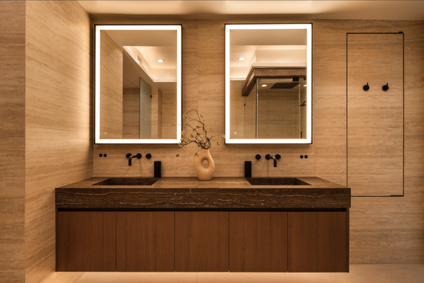 Century City Condo: Master Bathroom - The master bathroom of our travertine dreams. Absolutely incredible! We're so proud. Century City Condo: Master Bathroom - The master bathroom of our travertine dreams. Absolutely incredible! We're so proud.