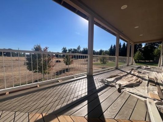 Dave custom railing for Deck - We welded metal panels 4' in height and powder coated with white. It took two days to complete the installation process. Dave custom railing for Deck - We welded metal panels 4' in height and powder coated with white. It took two days to complete the installation process.