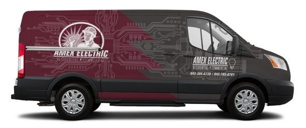 AMEX ELECTRIC Vehicle Wraps and Store Front Window Treatment - We established a new brand look for AMEX Electric starting with wrapping their vehicles. We also di their window perf for their storefront! AMEX ELECTRIC Vehicle Wraps and Store Front Window Treatment - We established a new brand look for AMEX Electric starting with wrapping their vehicles. We also di their window perf for their storefront!