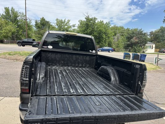 MOBILE RAPTOR LINER BED LINER SPRAY-ON - Once all preparation is completed go ahead and mask off the entire rear of the vehicle just to ensure so that no overspray is on the rest of the vehicle as well as cleaning out and standing down any large scratches I also apply a coat of paint color matched the entire bed before I place the raptor liner which is also tenable to any color but usually in bedliner cases we will just go with the black color and the reason why I Color match the bed before I placed the rhino liner is so that I can place the rhino liner on very evenly almost to have like a factory look to it I shoot it at a high psi from a distance to imitate the professional dealership look and we can do this on the under Side of your vehicle we can all also do this to prepare any trailer for winters MOBILE RAPTOR LINER BED LINER SPRAY-ON - Once all preparation is completed go ahead and mask off the entire rear of the vehicle just to ensure so that no overspray is on the rest of the vehicle as well as cleaning out and standing down any large scratches I also apply a coat of paint color matched the entire bed before I place the raptor liner which is also tenable to any color but usually in bedliner cases we will just go with the black color and the reason why I Color match the bed before I placed the rhino liner is so that I can place the rhino liner on very evenly almost to have like a factory look to it I shoot it at a high psi from a distance to imitate the professional dealership look and we can do this on the under Side of your vehicle we can all also do this to prepare any trailer for winters