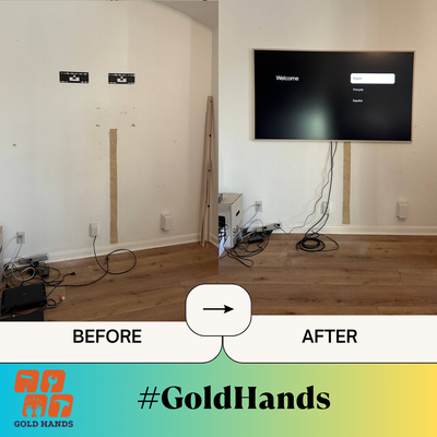 Successful TV Installation: Client's Living Room Transformation on 3/02/2025 - We yesterday had the pleasure of helping a client with their TV installation, and the results speak for themselves! They reached out to us for a hassle-free, professional setup, and our Handyman Gold Hands team was on hand to ensure everything was perfect.
What we did:
Mounted the TV securely on the wall 🖥️
Organized and concealed all cables for a clean, modern look ⚡
Ensured proper positioning for optimal viewing experience 👀
Whether you’re upgrading your home theater or setting up a new TV in your living room, we provide expert installation services to make it seamless and stress-free. Our team ensures that everything is done right, with precision and care!
Ready to get your TV installed the right way? Contact us today to schedule your service!