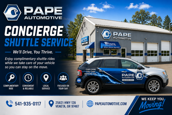 Local Shuttle Services - At Pape Automotive, we know your time is valuable. While we care for your vehicle, our complimentary Shuttle Service is available to take you home, to a local establishment or where you need to go so you are comfortable until your vehicle is ready. We will then come pick you up, all at no cost to you! Local Shuttle Services - At Pape Automotive, we know your time is valuable. While we care for your vehicle, our complimentary Shuttle Service is available to take you home, to a local establishment or where you need to go so you are comfortable until your vehicle is ready. We will then come pick you up, all at no cost to you!