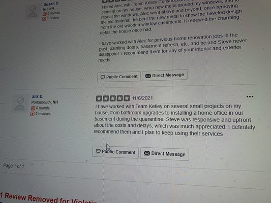 Happy to help with your next project. - This work was done by our team and here is what people took the time to review us said about their experience.
