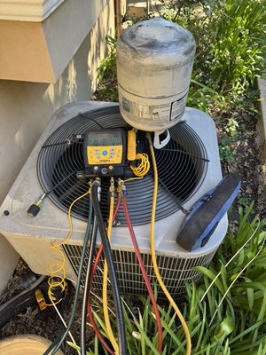 AC Repair & Refrigerant Recharge - Diagnosed low refrigerant issue causing electrical component failure. Replaced damaged components, adjusted refrigerant charge, and tested full system operation. AC system restored and running properly. AC Repair & Refrigerant Recharge - Diagnosed low refrigerant issue causing electrical component failure. Replaced damaged components, adjusted refrigerant charge, and tested full system operation. AC system restored and running properly.