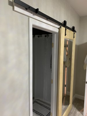 Custom Farm Door Install - We can install any door request. From regular to custom farm door installs, we can make it happen. Custom Farm Door Install - We can install any door request. From regular to custom farm door installs, we can make it happen.