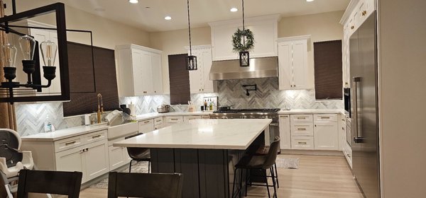 Modern Kitchen Remodel in Chula Vista - This kitchen remodel features a clean and modern design with all-new shaker cabinets, quartz countertops, and a functional island layout. We improved storage space, upgraded lighting, and installed high-end appliances for a stylish yet practical everyday kitchen.