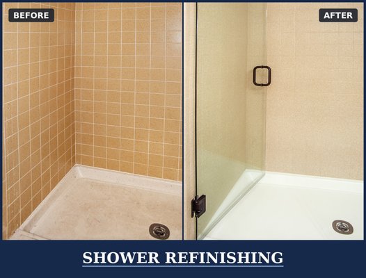 Showers & Shower Pan Refinishing - Do you cringe when you step into your shower? Miracle Method can repair and refinish your tile or fiberglass shower right in place! The results look and feel new.
What problem can we solve for you?
Ugly, outdated colors
Impossible to clean
Stained and cracked shower pans
Stained and moldy tile grout lines
Cracked tile or fiberglass Showers & Shower Pan Refinishing - Do you cringe when you step into your shower? Miracle Method can repair and refinish your tile or fiberglass shower right in place! The results look and feel new.
What problem can we solve for you?
Ugly, outdated colors
Impossible to clean
Stained and cracked shower pans
Stained and moldy tile grout lines
Cracked tile or fiberglass