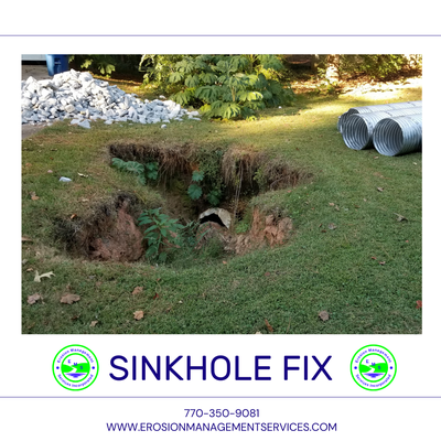 Sinkhole - Call us today at 770-350-9081 for a free quote to resolve your sinkhole or yard drainage issues. We have been in business since 1997. Sinkhole - Call us today at 770-350-9081 for a free quote to resolve your sinkhole or yard drainage issues. We have been in business since 1997.