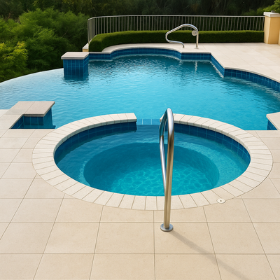 Pool & Hot Tube Cleaning Services - Weekly Cleaning Services - Check Water Chemistry, Add Chemicals Accordingly, Vacuum, Brush Walls and Steps, Skim off Waster surface, and equipment for possible problems.