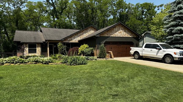 Exterior 2023 - Commerce, MI - Install of Cedar Shake on Front of Home, Rebuild Porch Column and Paint Exterior With New Colors. Exterior 2023 - Commerce, MI - Install of Cedar Shake on Front of Home, Rebuild Porch Column and Paint Exterior With New Colors.