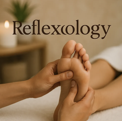Reflexology Renewal - A therapeutic foot massage based on the ancient practice of applying gentle pressure to specific points on the feet. This treatment aims to promote relaxation, reduce stress, and support overall wellness by stimulating reflex zones that correspond to different parts of the body. Suitable for anyone seeking targeted tension relief and a renewed sense of balance. Reflexology Renewal - A therapeutic foot massage based on the ancient practice of applying gentle pressure to specific points on the feet. This treatment aims to promote relaxation, reduce stress, and support overall wellness by stimulating reflex zones that correspond to different parts of the body. Suitable for anyone seeking targeted tension relief and a renewed sense of balance.