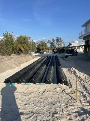 Keewaydin island septic system 2024 - This is a new septic system put in on remote keewaydin island
