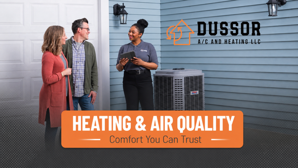 Heating Services & Indoor Air Quality Solutions - Dussor A/C and Heating helps homeowners stay comfortable in every season with dependable heating repair, furnace and heat pump installation, and indoor air quality solutions. Whether your heating system is unreliable or you want cleaner, healthier indoor air through purification, filtration, or ventilation improvements, our technicians provide careful evaluations and transparent recommendations. We proudly serve homeowners, landlords, and property managers with professional service built on honesty, experience, and attention to detail.