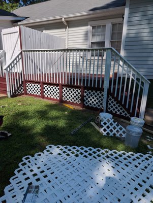 porch remodel - porch painting with lattice additions installed porch remodel - porch painting with lattice additions installed