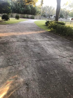 Driveway Wash - The homeowner lives in an area where moss and algae build up quickly. It left the driveway looking in bad shape and became an eyesore. Children also play here. The customer decided to go with the pressure wash and the results are great.
