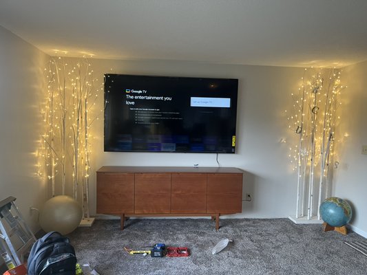 86” TV Mounting - Dec 2022 - Large TVs need to be mounted perfectly level. Even 1°-2° off will be very noticeable. If the ceiling is un-level, the TV may need to be tilted slightly un-level to make the difference less noticeable. 86” TV Mounting - Dec 2022 - Large TVs need to be mounted perfectly level. Even 1°-2° off will be very noticeable. If the ceiling is un-level, the TV may need to be tilted slightly un-level to make the difference less noticeable.